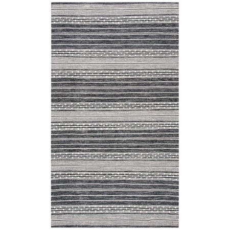 Safavieh 4 x 6 ft. Striped Kilim Contemporary Rectangle Hand Woven Rug - Black & Ivory STK516Z-4